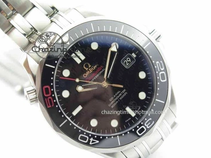 1228 Seamaster 300M 007 SS MK 1:1 Best Edition Black 007 Dial Ceramic Bezel On SS Bracelet A EasyCare 8178